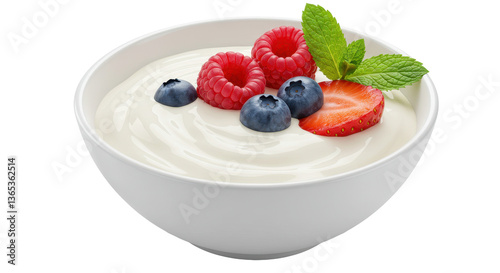 Isolated Bowl of Yogurt with Berries