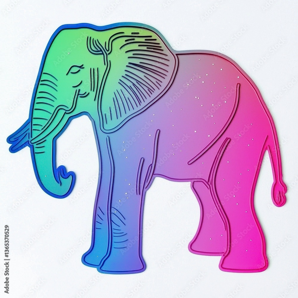 Fototapeta premium Vibrant Rainbow Gradient Elephant Illustration