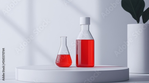 Wallpaper Mural Two laboratory glassware items on a white circular platform. Torontodigital.ca