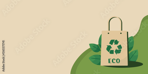 Reusable eco bag with natural background, organic lifestyle, sustainable products