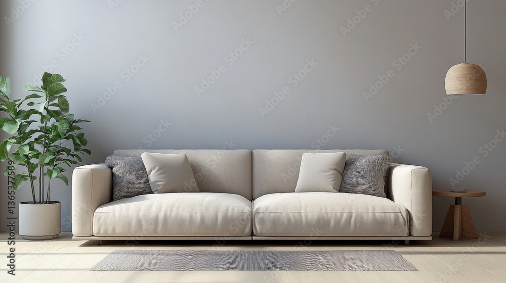 Fototapeta premium Modern Minimalist Living Room Interior Design