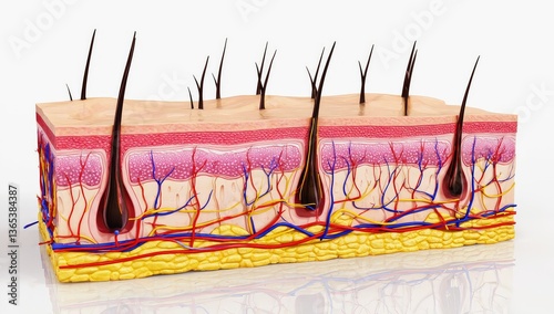 Obraz na płótnie Detailed illustration shows the human skin and hair structure w salonie