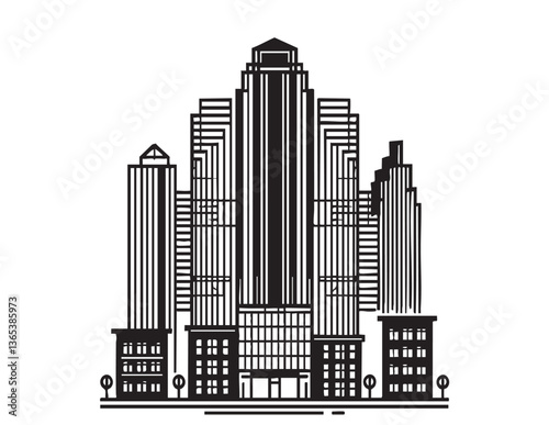 Abstract High rise building sketch. Architecture silhouette
