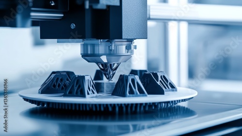 An AI powered 3D printing system, printing complex structures layer by layer with precision and efficiency, Manufacturing tech style
