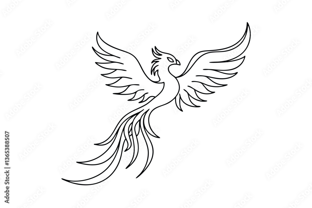 Obraz premium Elegant Line Art Phoenix Bird Mythical Creature Design