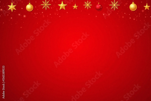 red and gold christmas background with snowflakes