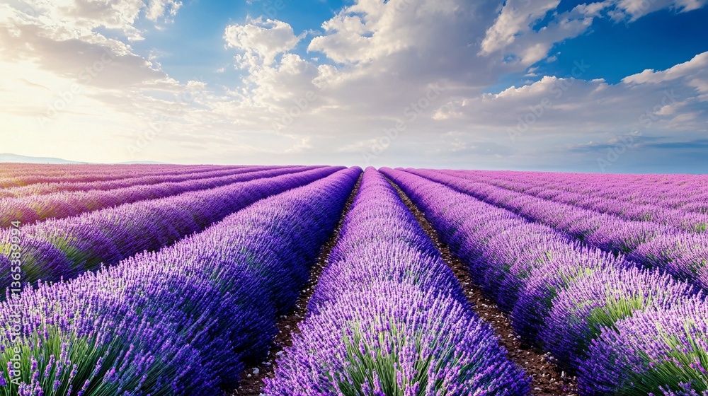 Obraz premium Serene Landscape: Lavender Field Extending Towards the Horizon
