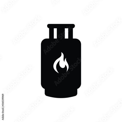 LPG gas cylinder black and white flat vector icon design