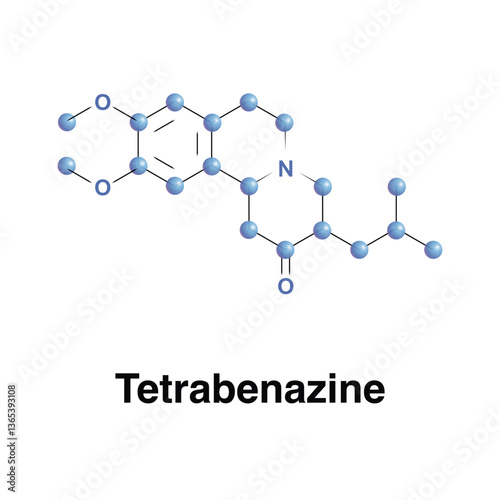 Tetrabenazine Formula. Drug For The Symptomatic Treatment Of Hyperkinetic Movement Disorders. Medical Vector Illustration  Print