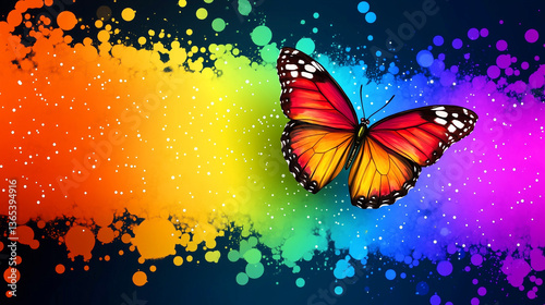 Beautiful painted butterfly on a dark background.