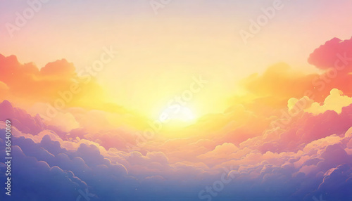 雲の上から見た夕焼けの風景　グラデーションカラーが幻想的