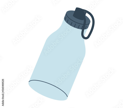 bicycle plastic bottle for water, healthy lifestyle. Simple flat illustration isolated on white background