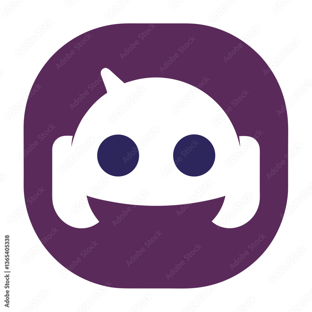 Editable Robot Face Icon in Flat Purple Style Vector illustration

