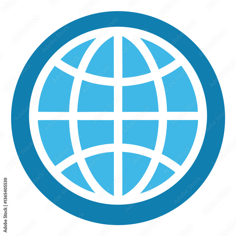 Editable Web and Internet Globe Icon in Blue Design Vector illustration

