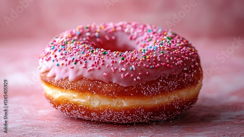 Wallpaper Mural Delicious Chocolate Covered Donut with Colorful Sprinkles on a Soft Pink Background Torontodigital.ca