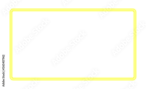Glowing neon rectangular frame in yellow color