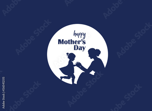 Happy mother's day concept vector illustration. Mother holding a children in her hands.