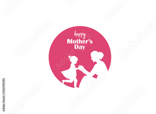 Happy mother's day concept vector illustration. Mother holding a children in her hands.