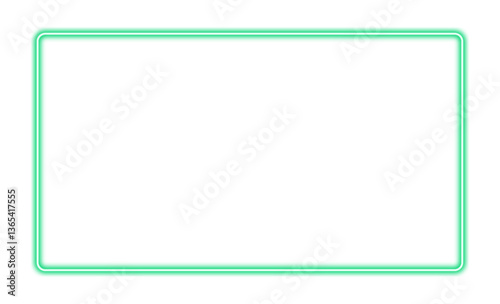 Glowing neon rectangular frame in green color