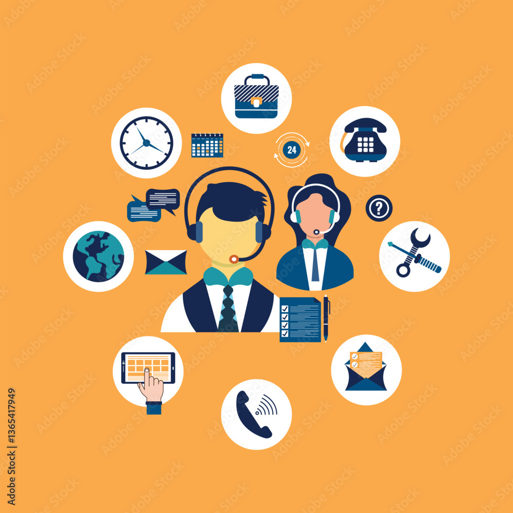 Customer service technical support call center concept Customer service technical support call center concept