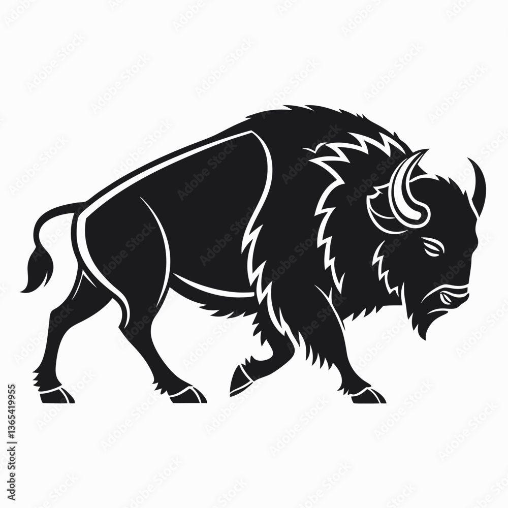 Obraz premium bison black sihouette vrctor