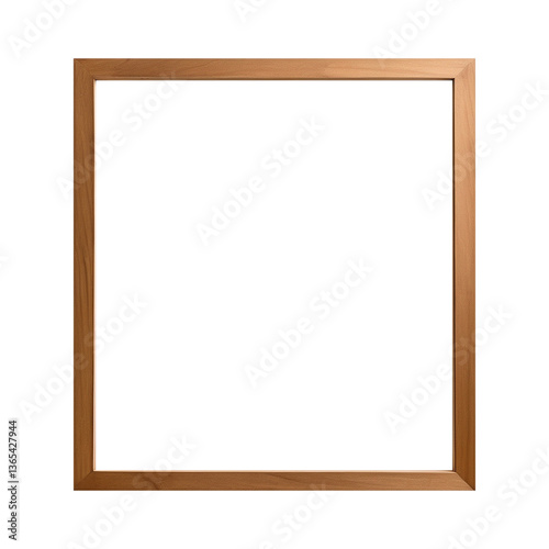 Wood photo frame isolated on a white background. Object with clipping path. Modern simple frame ideal for advertisement background and photography concept. Wooden picture frame isolated on white.