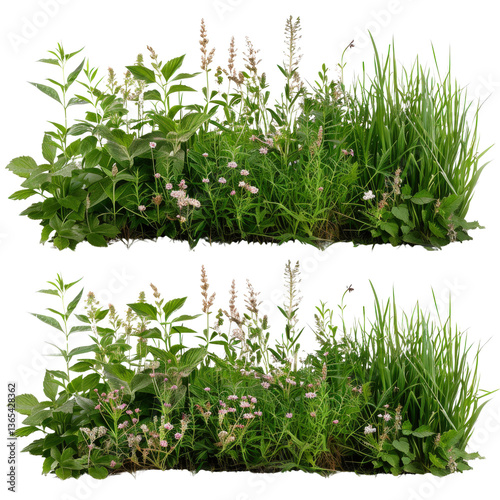 Diverse Collection of Green Plants and Wildflowers in Lush Natural Setting Ideal for Nature Lovers