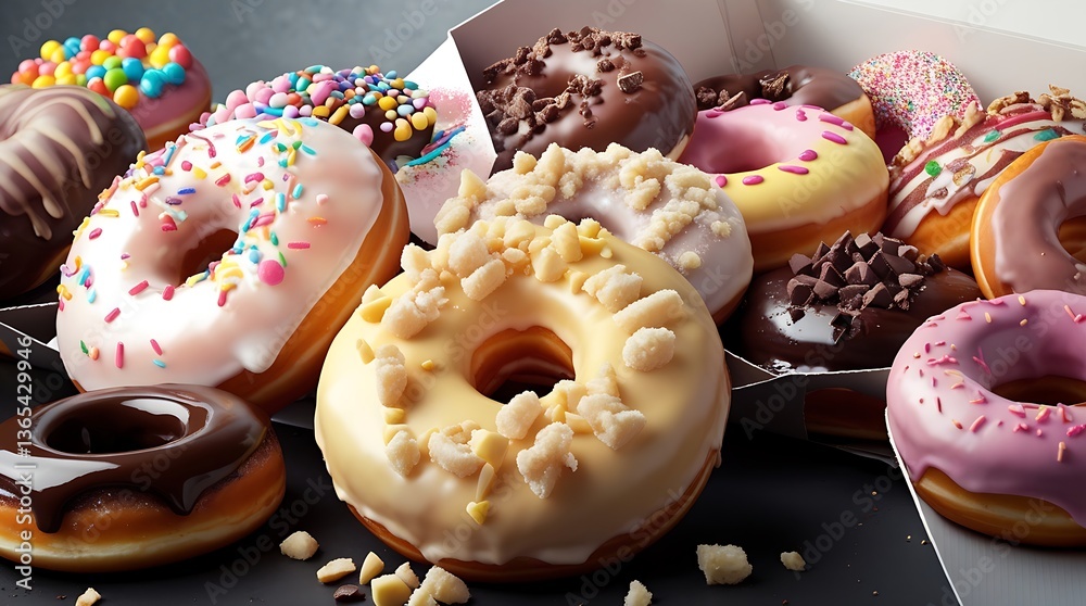 Assorted Donuts (Doughnuts) of Various Flavors