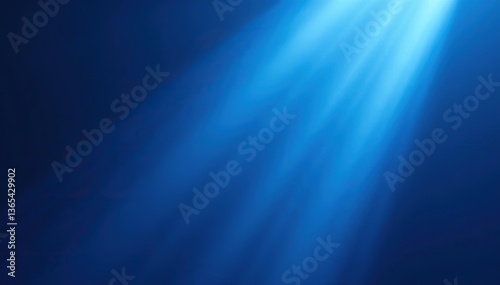 Smooth light beams gently illuminate a stunning blue background,  serene,  light beams