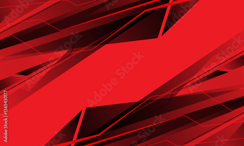 Abstract black geometric on red design modern futuristic technology background vector
