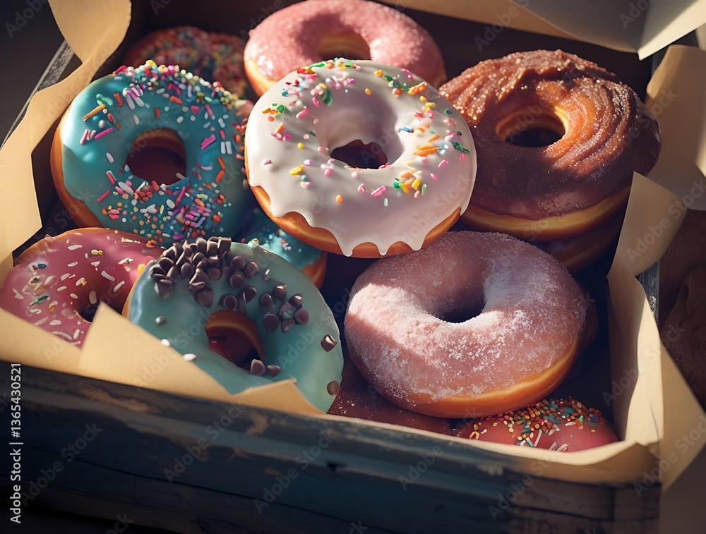 Assorted Donuts (Doughnuts) of Various Flavors