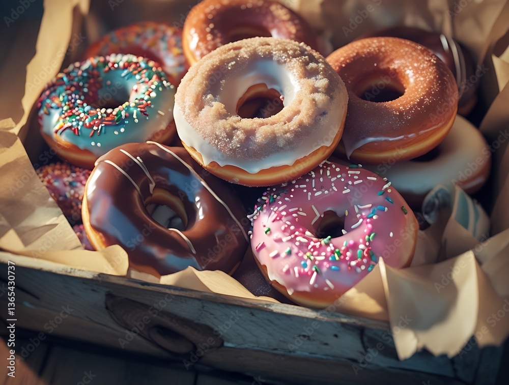 Assorted Donuts (Doughnuts) of Various Flavors