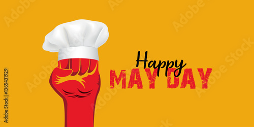 1st May International Workers Day Chefs Restaurant Food Housewife Mother Concept, Happy Labour Day Logo Banner Poster Flyer Social Media Post design concept idea editable vector illustration
