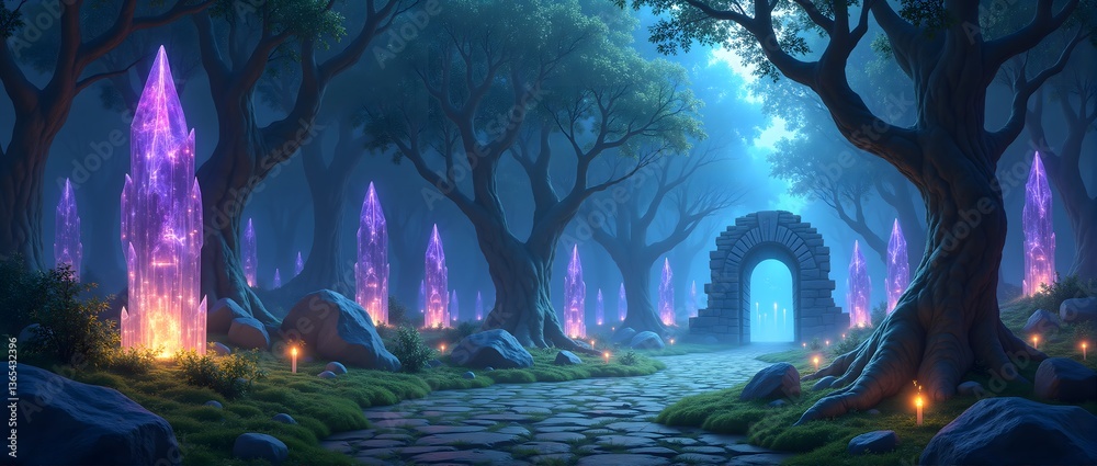 Fototapeta premium The Crystal Portal: Where Forest and Fantasy Collide
