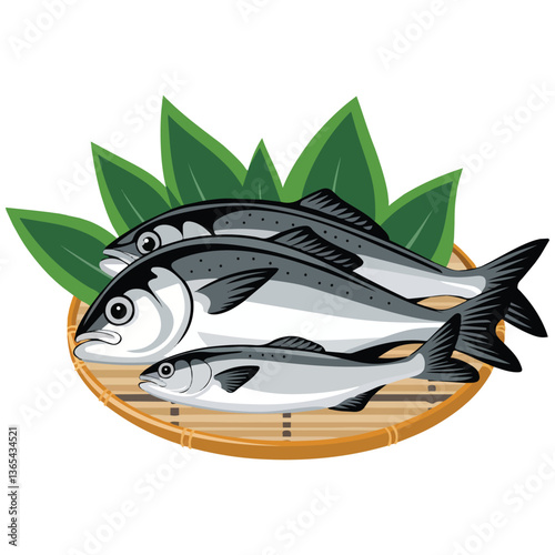 Mackerels on basket