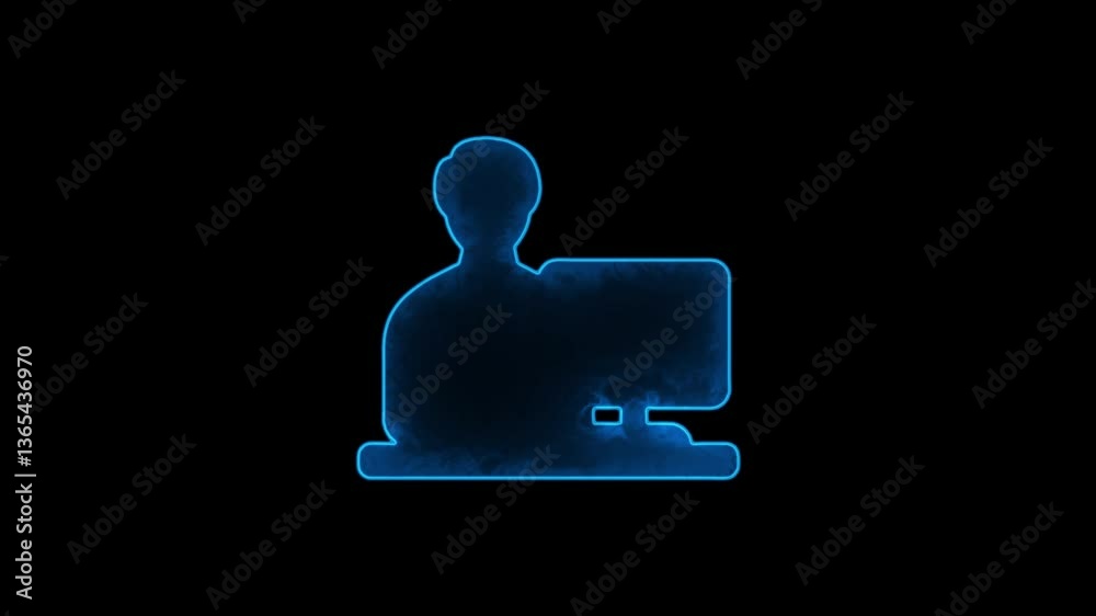 Digital Office Worker Icon , Neon Design for Remote Work, Office Setup, and Virtual Workspace. Digital Office Worker Icon , Neon Design for Remote Work, Office Setup, and Virtual Workspace.