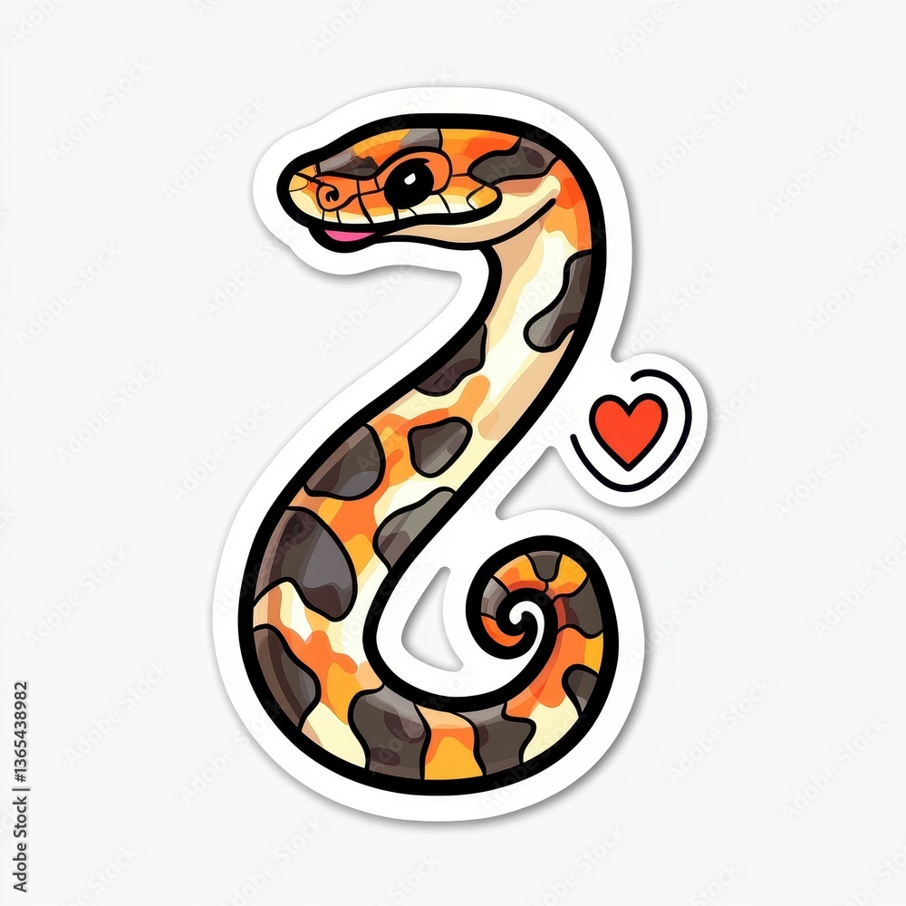 Naklejka premium Adorable Cartoon Corn Snake Sticker Design