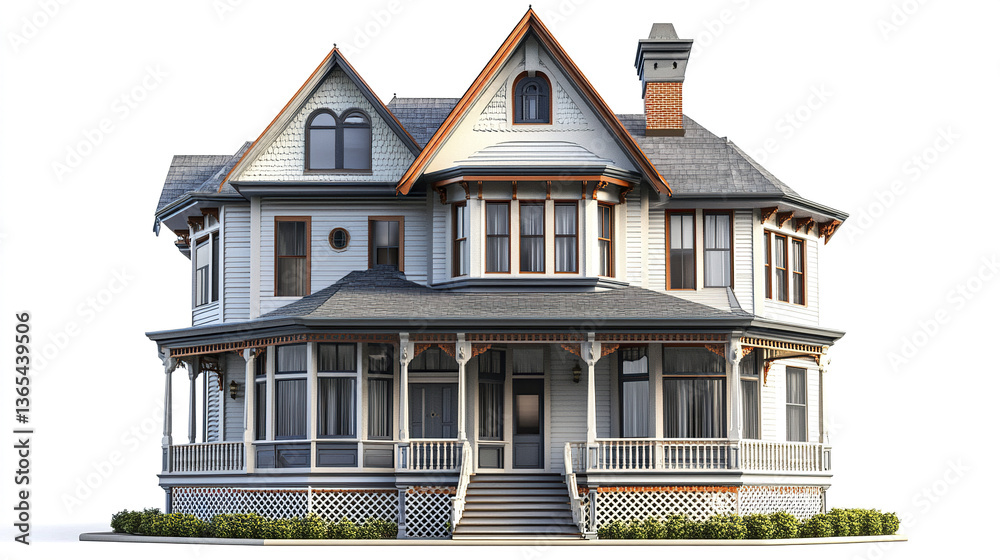 Fototapeta premium Victorian style house with ornate details and wraparound porch
