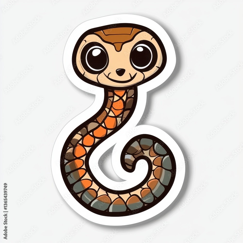 Fototapeta premium Adorable Cartoon Cobra Snake Sticker Design