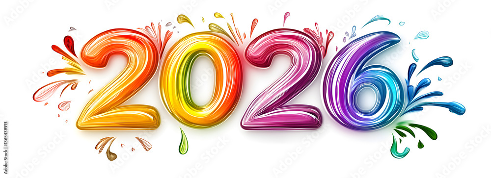 Obraz premium Number 2026 clip art 3D style