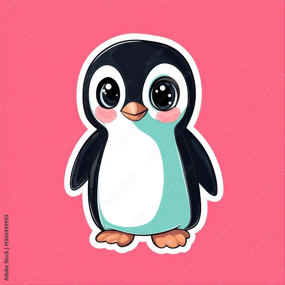 Fototapeta premium Adorable Cartoon Penguin Illustration - Cute Winter Bird Character Design
