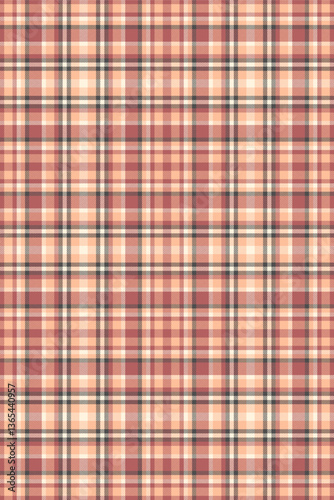 Decor plaid texture pattern, thin fabric tartan seamless. Golf vector background textile check in orange and red colors.