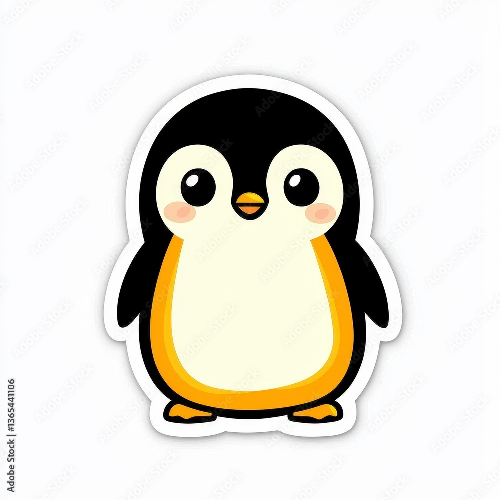 Obraz premium Adorable Cartoon Penguin Sticker Design