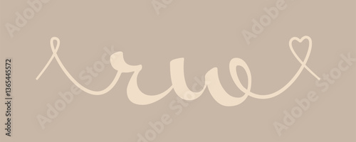 RW initial wedding monogram calligraphy vector illustration. Hand drawn lettering r and w love logo design for valentines day poster, greeting card