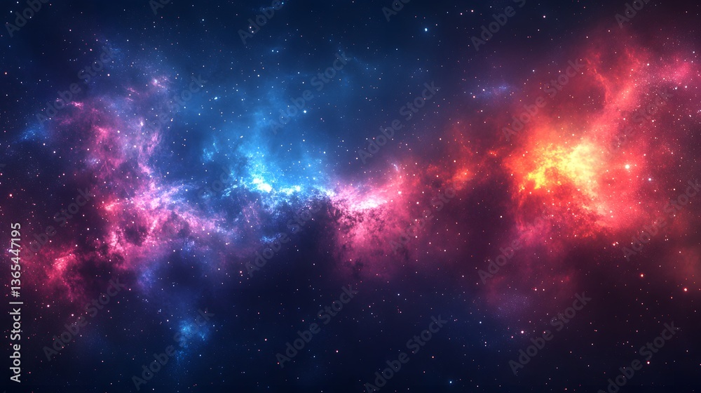 Naklejka premium Mesmerizing scene of a nebula and star field creating an enchanting cosmic landscape full of color and depth