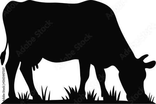 Black Cow Silhouette Vector Illustration