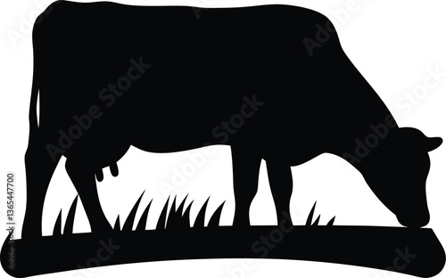 Black Cow Silhouette Vector Illustration