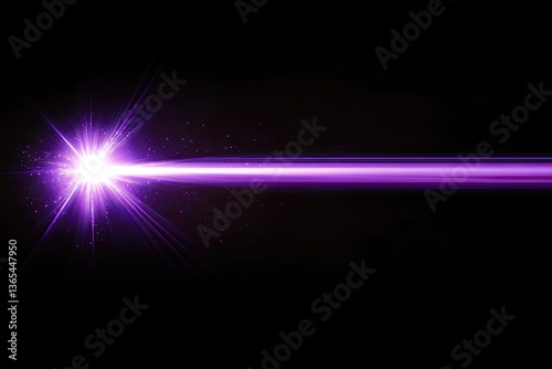 Radiant purple energy beam against a dark background.  A bright central point emits a long, vibrant purple ray