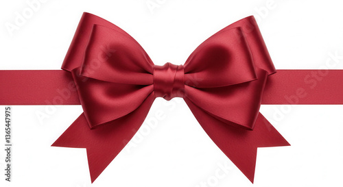 Luxurious Deep Red Satin Gift Bow with Ribbon on White Background – Perfect for Special Occasions