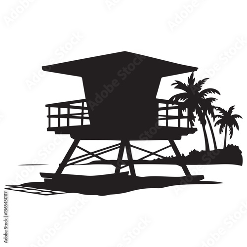 Lifeguard tower Silhouette vector Black, Safeguard tower black on a white background.